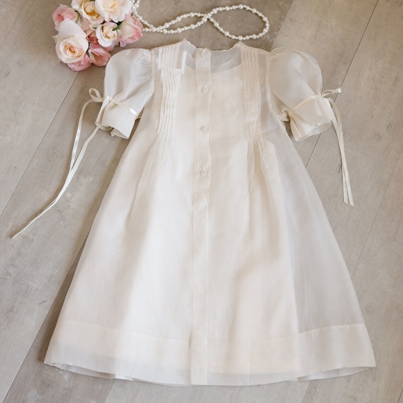 EXTREMELY RARE Strasburg Dress Heirloom Ecru Ivory Silk Embroidery Flower Girl - Picture 3 of 7